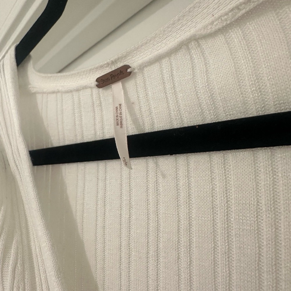 Free People Longline Ribbed Knit Cardigan White - Picture 4 of 4